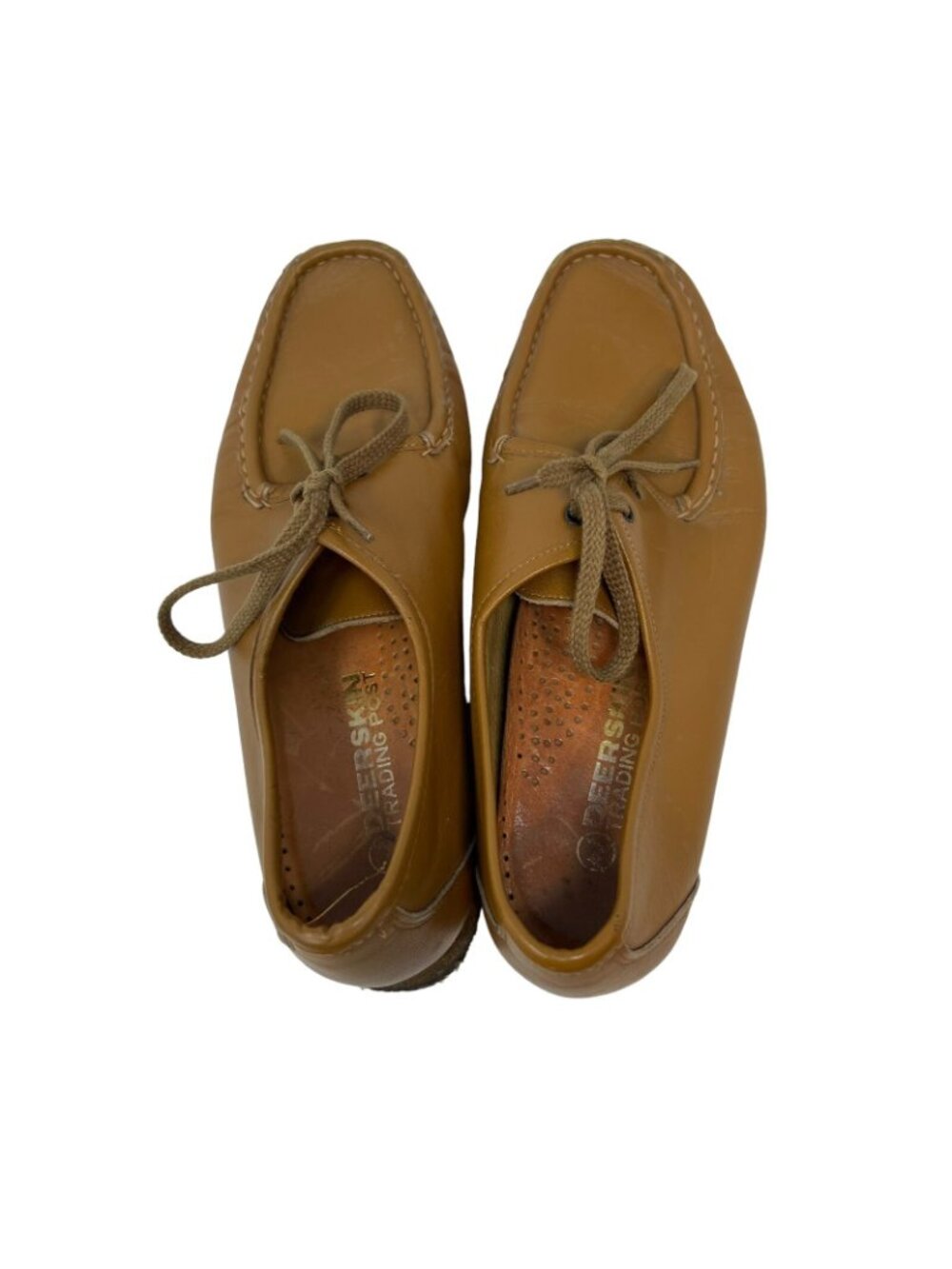 Deerskin Trading Post Women's 7.5 Vintage Brown Leather Shoes Lace Up Loafers - Picture 7 of 11